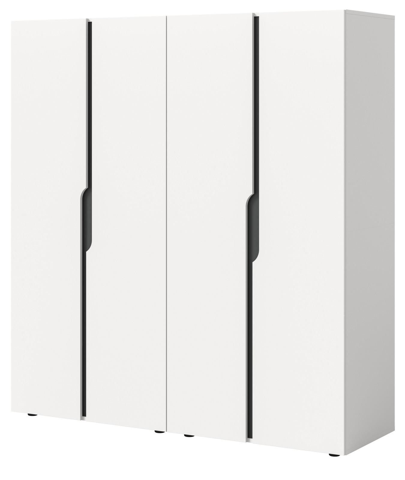 KLEIDERSCHRANK weiß, grau 162 x 176 cm, Drehtürenschrank 4-türig - Schwarz/Weiß, Holzwerkstoff/Kunststoff (162/176/51cm) - Inn.Furn
