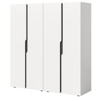 KLEIDERSCHRANK weiß, grau 162 x 176 cm, Drehtürenschrank 4-türig - Schwarz/Weiß, Holzwerkstoff/Kunststoff (162/176/51cm) - Inn.Furn