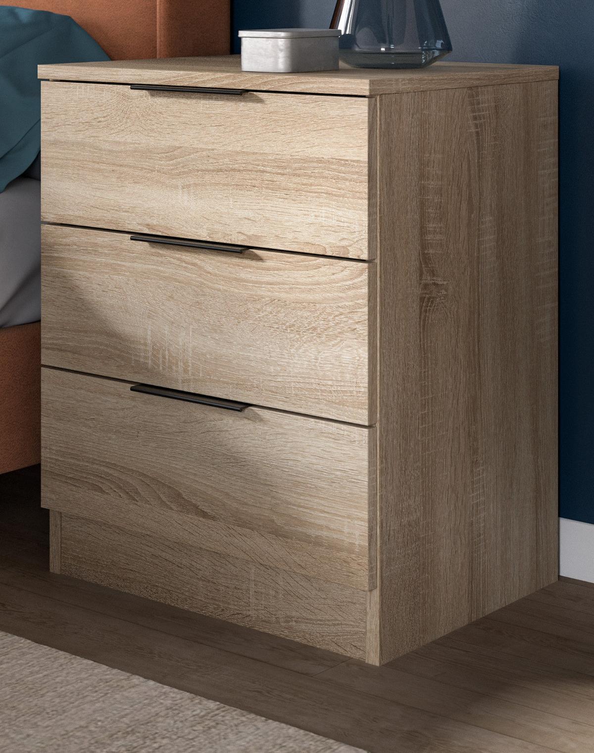 NACHTTISCH 2er Set Eiche Sonoma 45 x 60 cm, Nachtkommode in Komforthöhe - Eichefarben/Schwarz, Holzwerkstoff/Kunststoff (45/60/40cm) - Inn.Furn