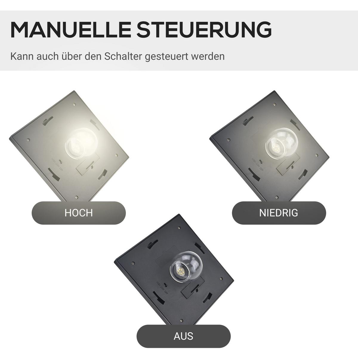 SOLAR Gartenlaterne mit 3 flammig Solarlaterne mit LED 120 Lumen IP44 Kunststoff - Schwarz, Metall (51.5/47/182.5cm) - Outsunny