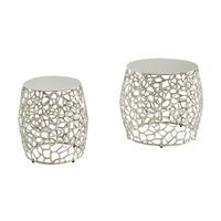 BEISTELLTISCH Set – Silber Aluminium Aststruktur vielseitig einsetzbar - Silberfarben, Metall (46/46/42cm) - KADIMA DESIGN