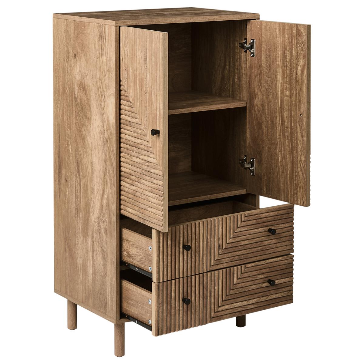 SCHRANK Hellbraun Ronge - Hellbraun/Braun, Holz/Holzwerkstoff (60/110/40cm) - Beliani
