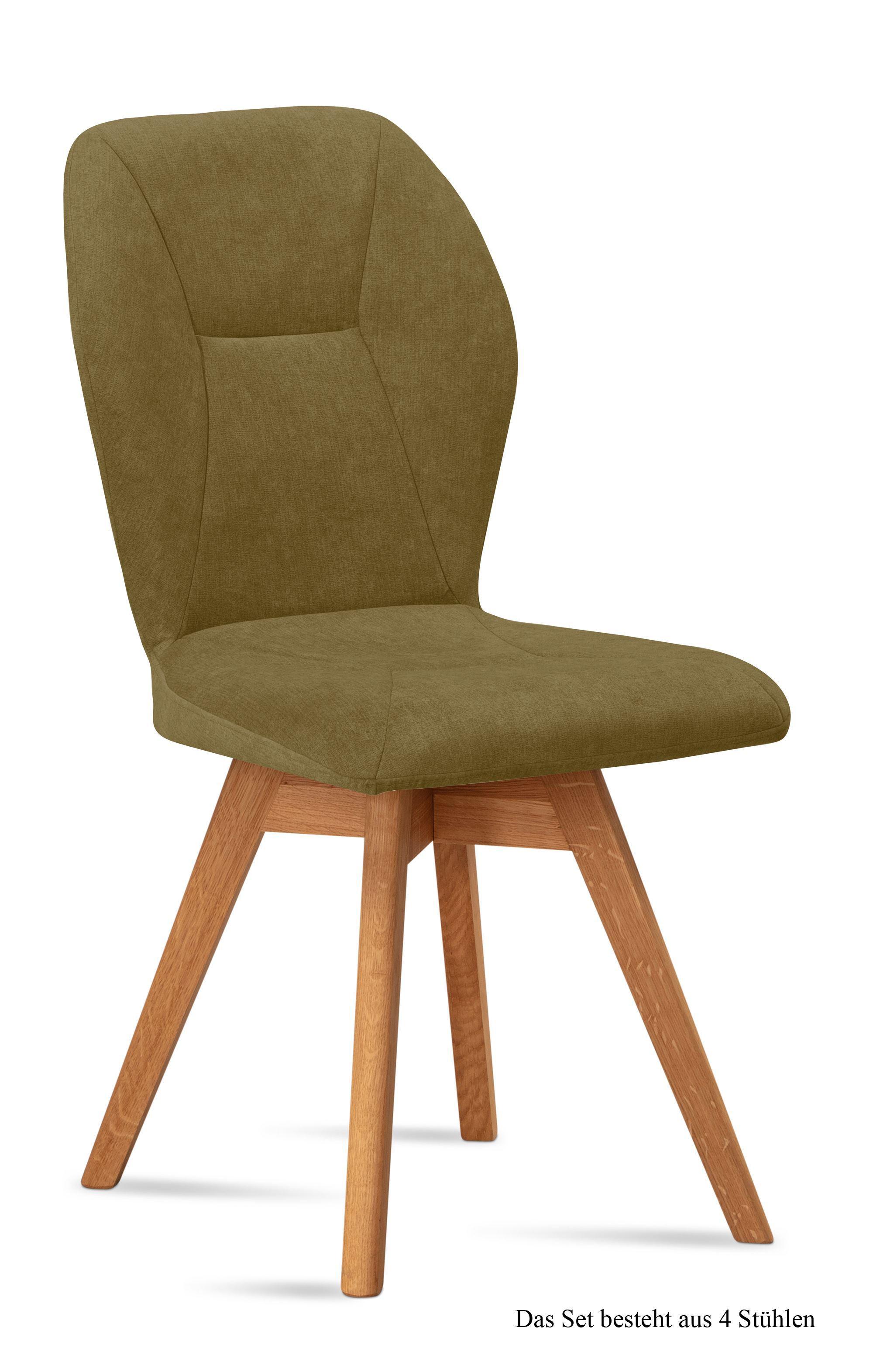 ESSZIMMERSTUHL drehbar (4er-Set) Draga 51x92x60 Eiche geölt/Olivgrün - Eichefarben/Olivgrün, Kunststoff (60/92/51cm) - 58aufmkessel