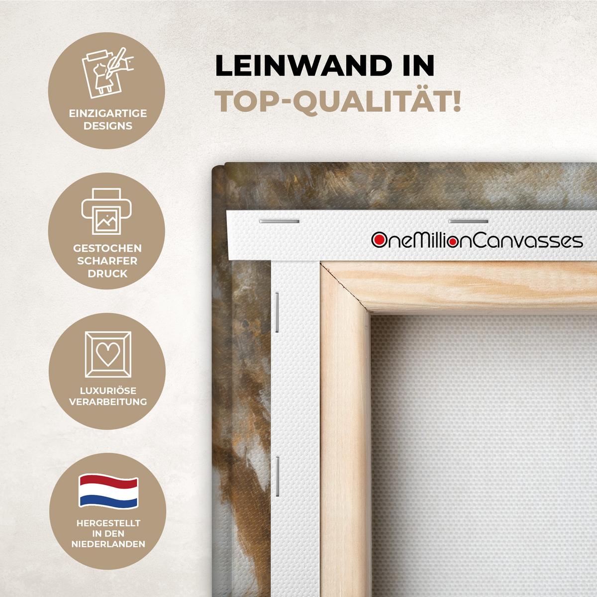 LEINWANDBILD Jesus - Kniend - Waldlandschaft - Betend Deko Wohnzimmer 20x20 cm - Beige/Hellblau, Textil (20/20cm) - MuchoWow