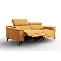 SOFA RELAX FIERO 3-Sitzer, Gelber Veloursstoff - Gelb/Schwarz, Holz/Textil (212/82/103cm) - Courtois Laville