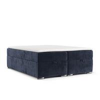 BOXBETT Reto 200/200 cm Marineblau im Lotta Stoff - Chromfarben/Dunkelblau, Holz/Holzwerkstoff (200/200cm) - AltaBeds
