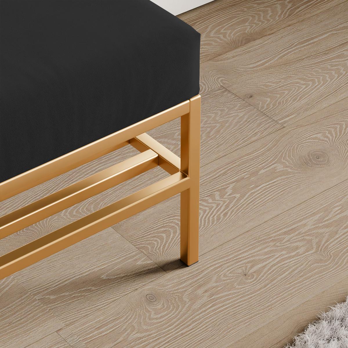 POLSTERBANK STEP 100 cm Gold / Schwarz ,Metallgestell - Schwarz, Textil/Metall (100/45/35cm) - Idohome