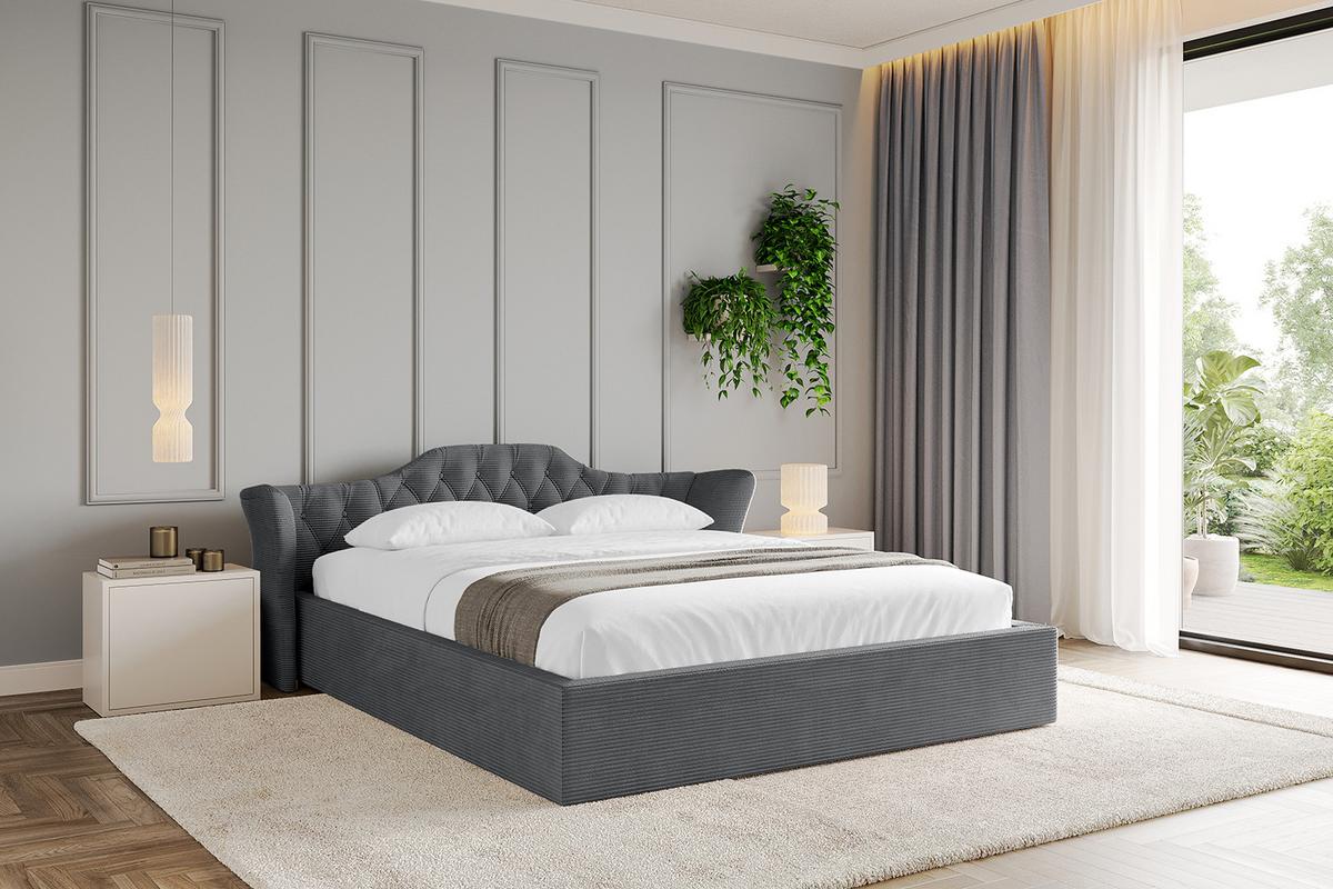 POLSTERBETT mit Bettkasten und Lattenrost, Boxbett ohne Matratze - ZORAN-V1 120x200 Dunkelgrau - Anthrazit, Holzwerkstoff/Textil (120/200cm) - ALTDECOR