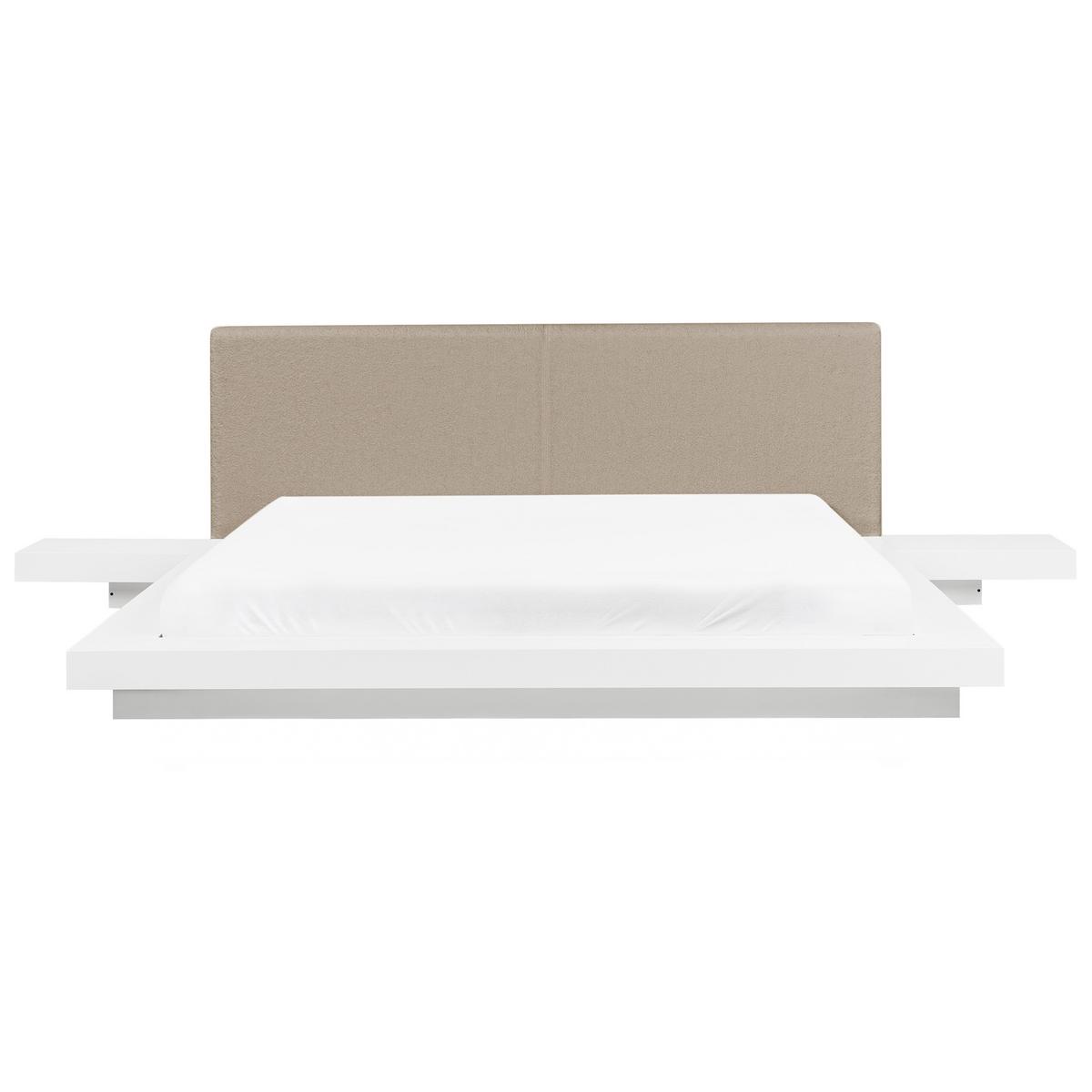 BETT mit LED 180/200 cm MDF-Platte Taupe Zen - Taupe, Holzwerkstoff (180/200cm) - Beliani