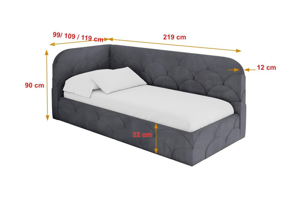EINZELLBETT Jugendbett mit Bettkasten, Rechts - ELRY 100x200 Dunkelgrau - Titanfarben, Holzwerkstoff/Textil (100/200cm) - ALTDECOR