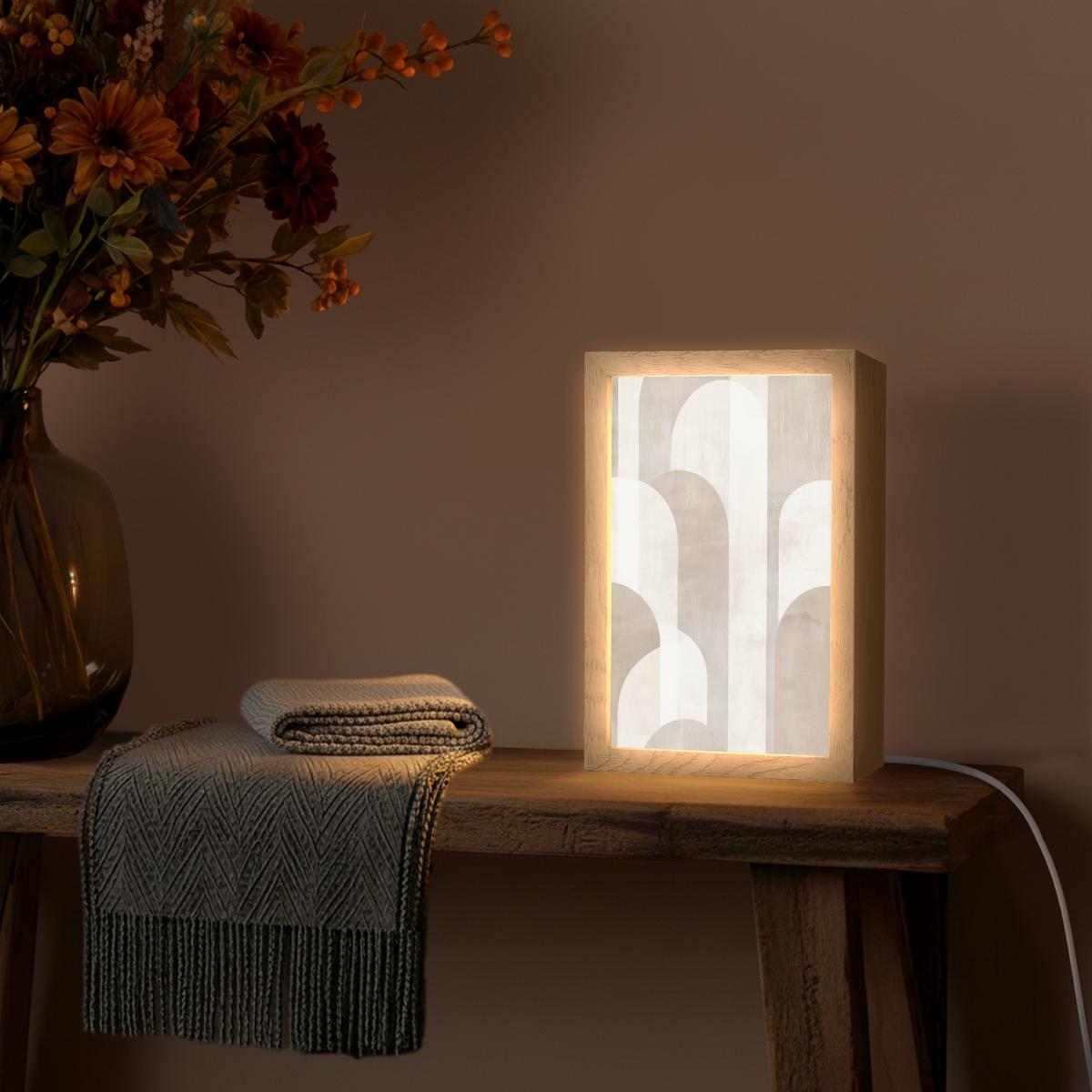 TISCHLEUCHTE Abstrakte Bögen - Modern - Beige 20x30 cm - Buche Kolonial, Holzwerkstoff (8/20/30cm) - OnlyWow