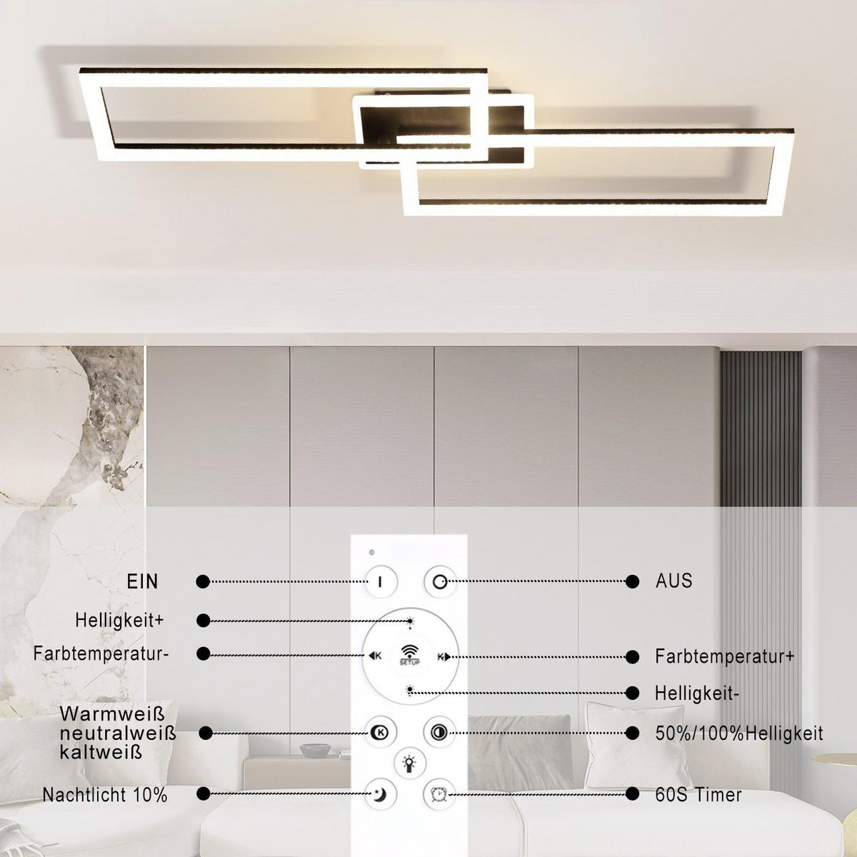 LED-DECKENLEUCHTE Gregor 80/26/8 cm - Schwarz, Metall (80/26/8cm) - Nettlife