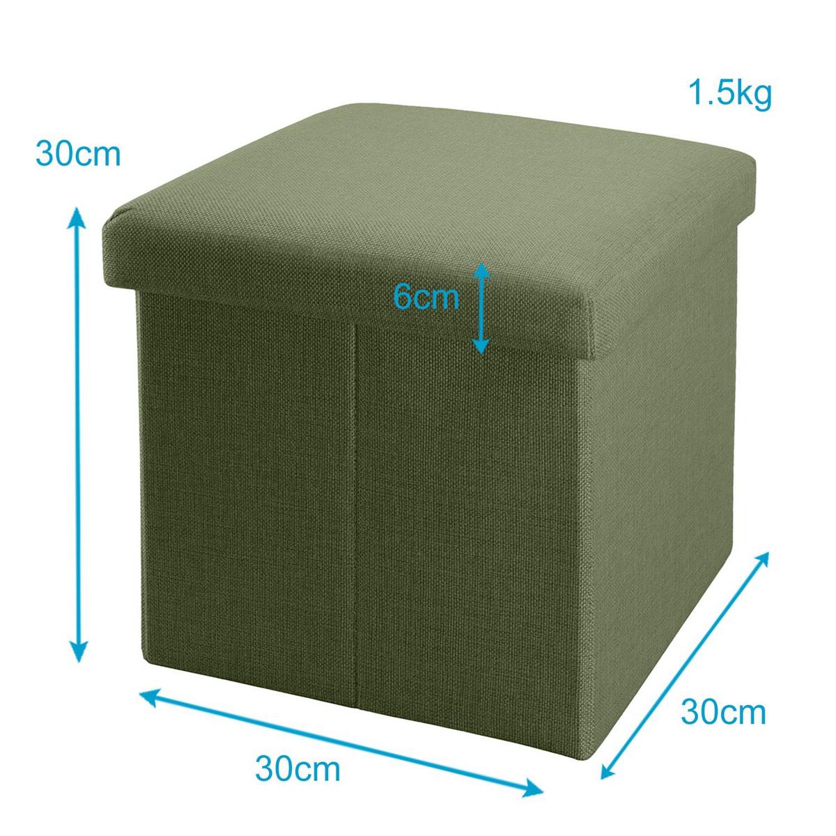 SITZHOCKER Faltbar 30/30/30 cm (Grün) - Grün, Textil (30/30/30cm) - Intirilife