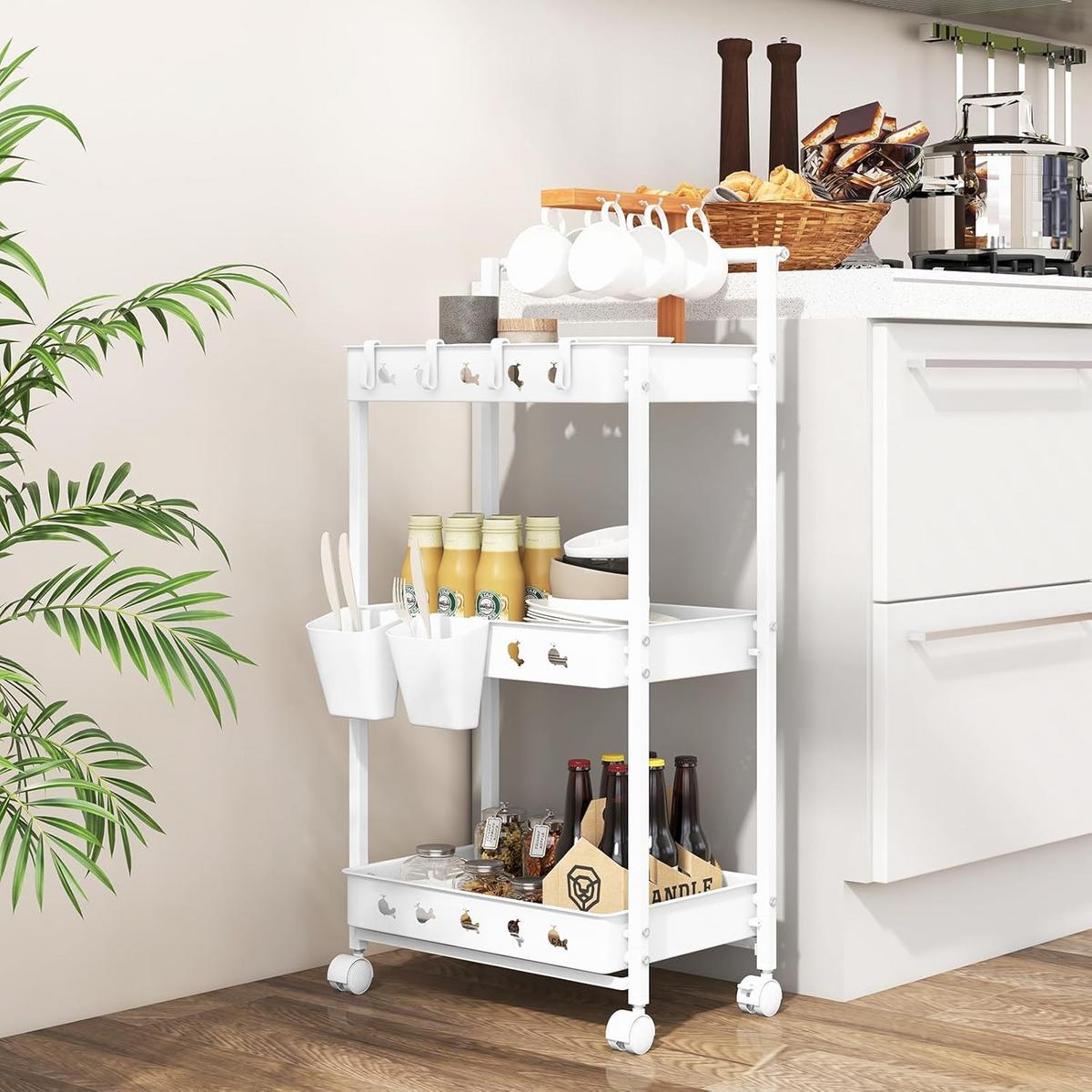 SERVIERWAGEN Weiß - Weiß, Kunststoff (42/83/29cm) - COSTWAY