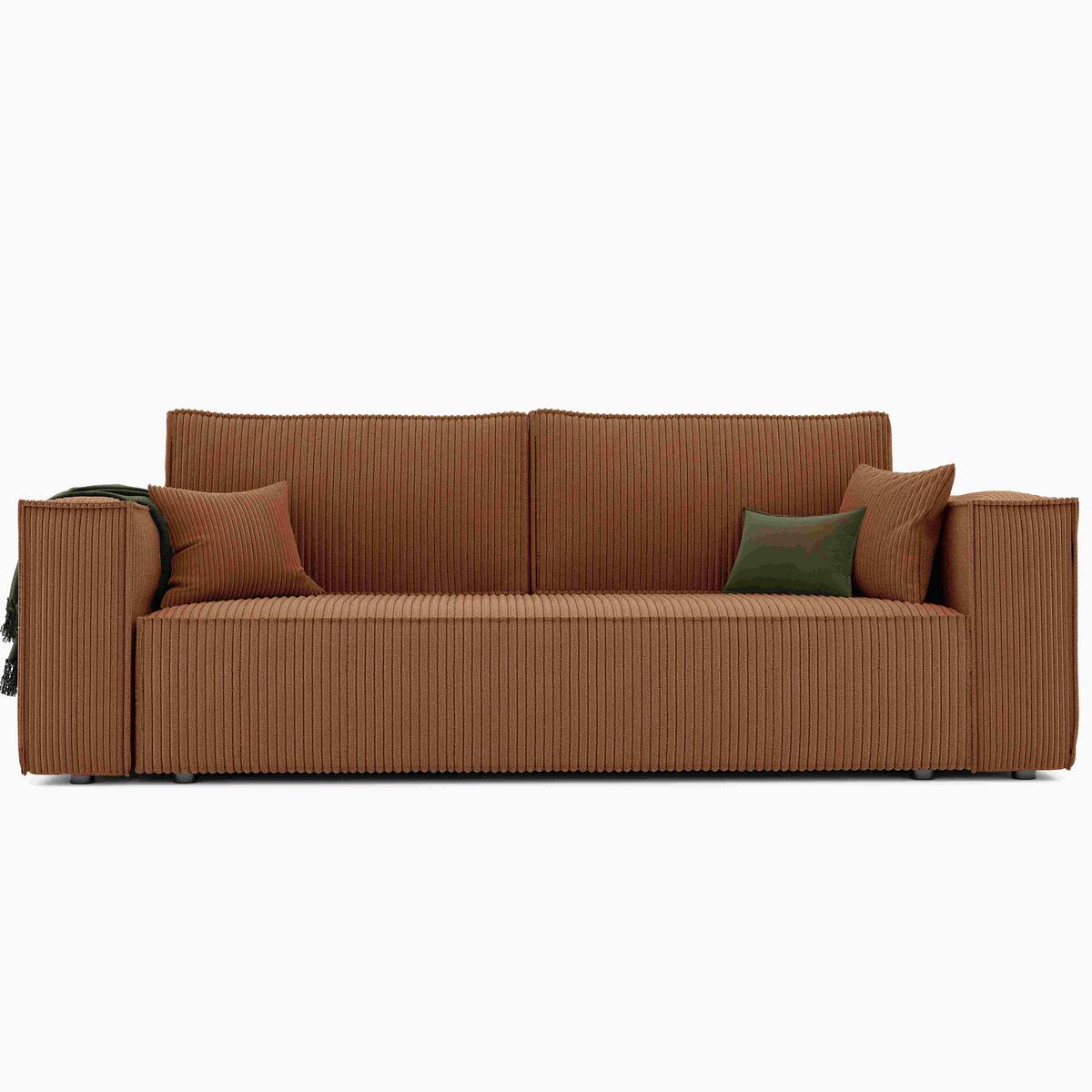 SOFA mit Schlaffunktion und Bettkasten, Ziegelrot - Orange, Holzwerkstoff/Textil (240/84/105cm) - Idohome