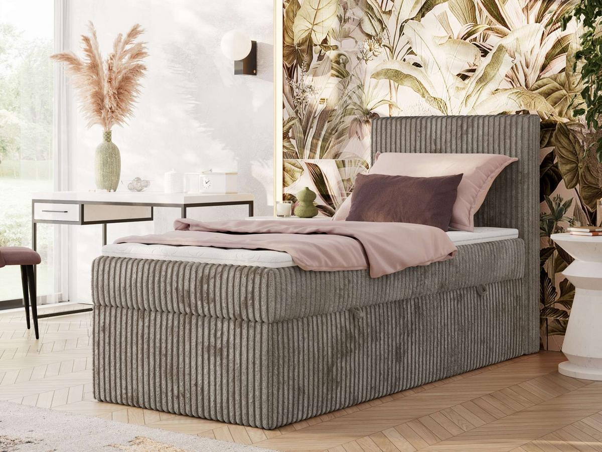 BOXBETT TILIANO 90/200 - Hellbraun Cord - H4 - Rechts - Hellbraun, Textil (90/200cm) - MKS