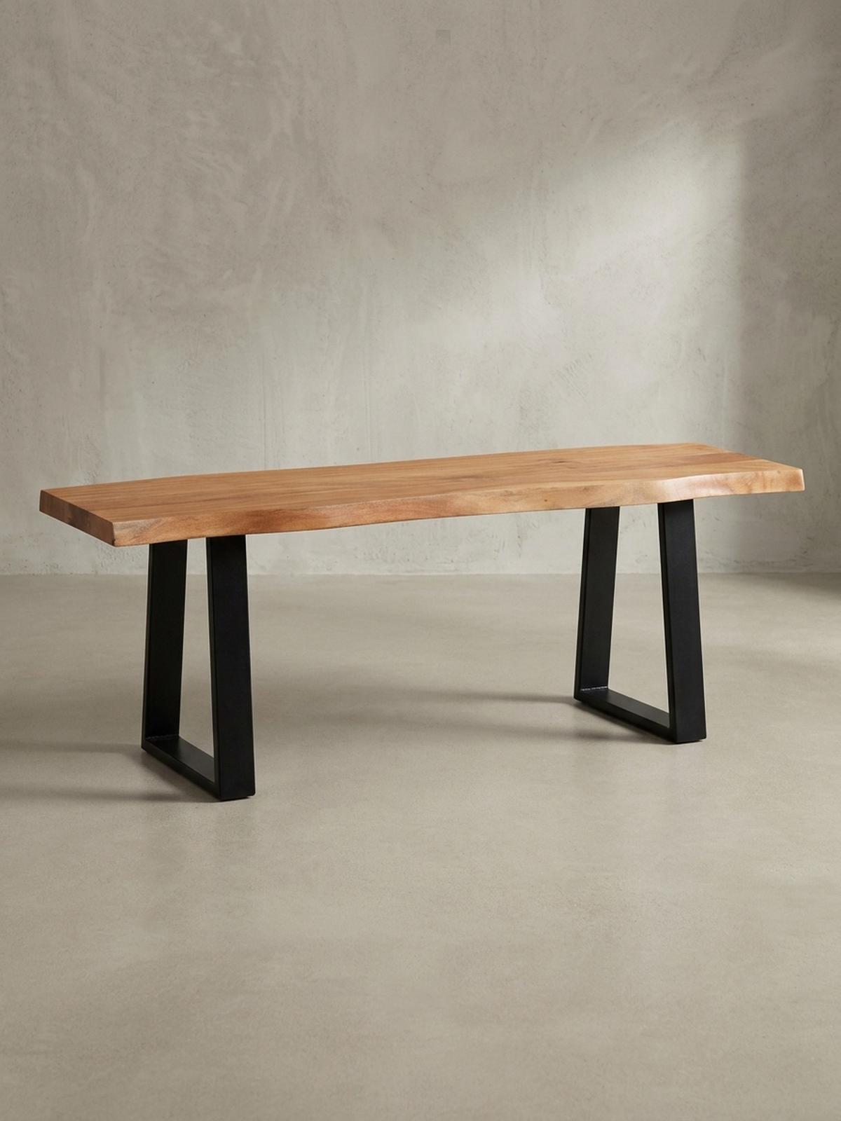 GARDEROBENBANK Massivholz Metall Baumkante, Akazie-Schwarz 120x40x46 cm - Schwarz/Braun, Holz/Metall (120/46/40cm) - KADIMA DESIGN