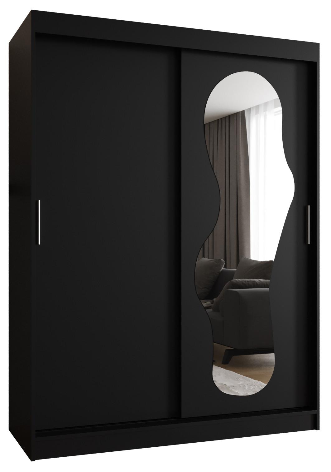 SCHIEBETÜRENSCHRANK mit Spiegel ULTRA 200/150/62 2-türig - Silberfarben/Schwarz, Holz (150/200/62cm) - MÖBEL KRYSPOL