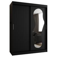 SCHIEBETÜRENSCHRANK mit Spiegel ULTRA 200/150/62 2-türig - Silberfarben/Schwarz, Holz (150/200/62cm) - MÖBEL KRYSPOL