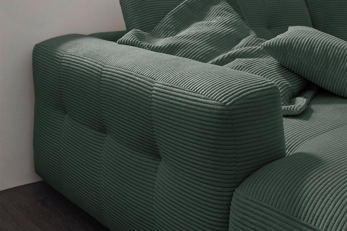 ECKSOFA XL MIKA Smaragdgrün Cord - Smaragdgrün/Schwarz, Kunststoff/Textil (296/167cm) - KAWOLA