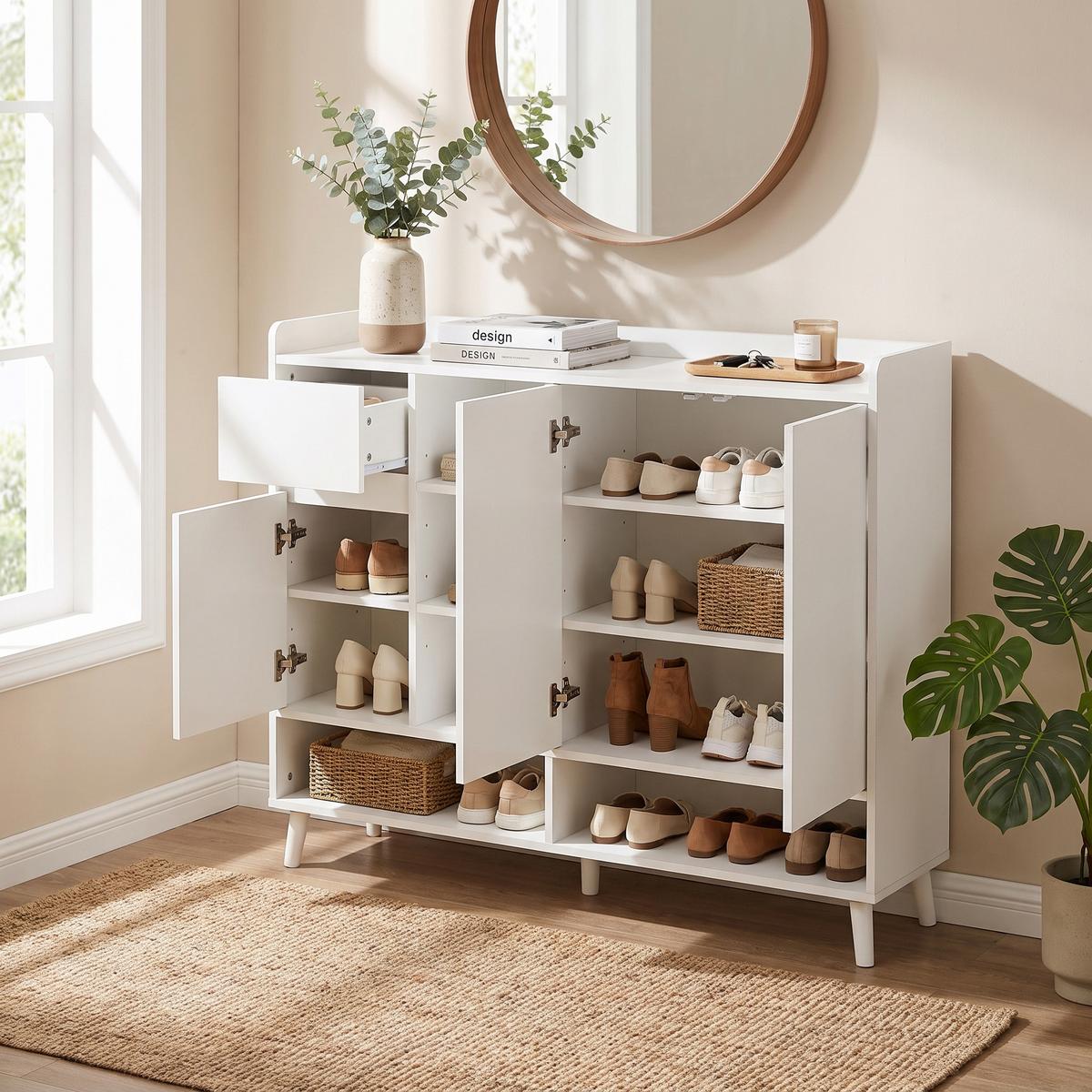 SIDEBOARD weiß stauraum kommode schrank - Weiß, Holzwerkstoff (120/99/35cm) - Urban Meuble