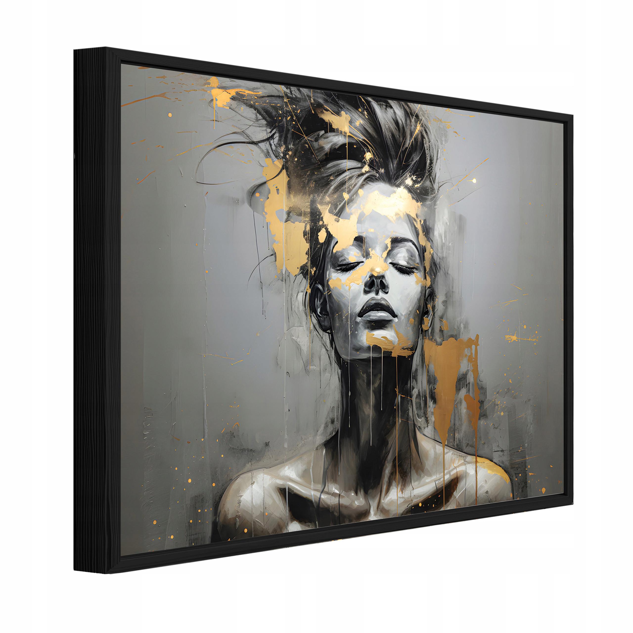 BILDER mit Rahmen Frau Abstrakt Grau 100x70 cm - Multicolor, Holzwerkstoff (100/70cm) - Wallarena