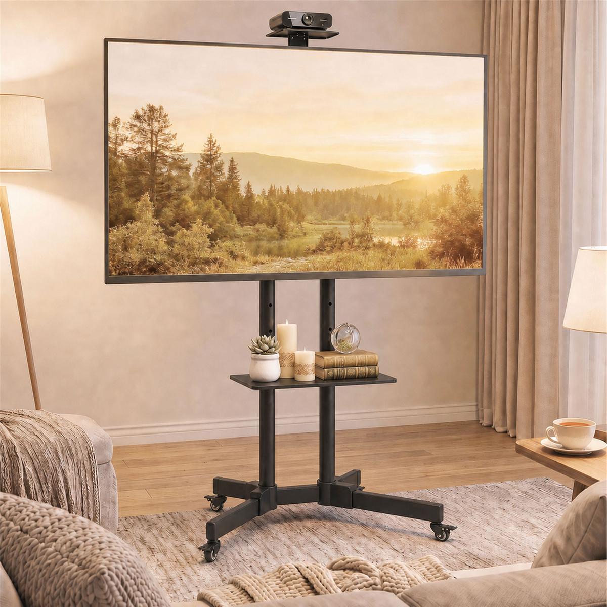 MOBILER-TV-STÄNDER Metall Schwarz - Schwarz, Metall (56/187.5/76cm) - HOMCOM