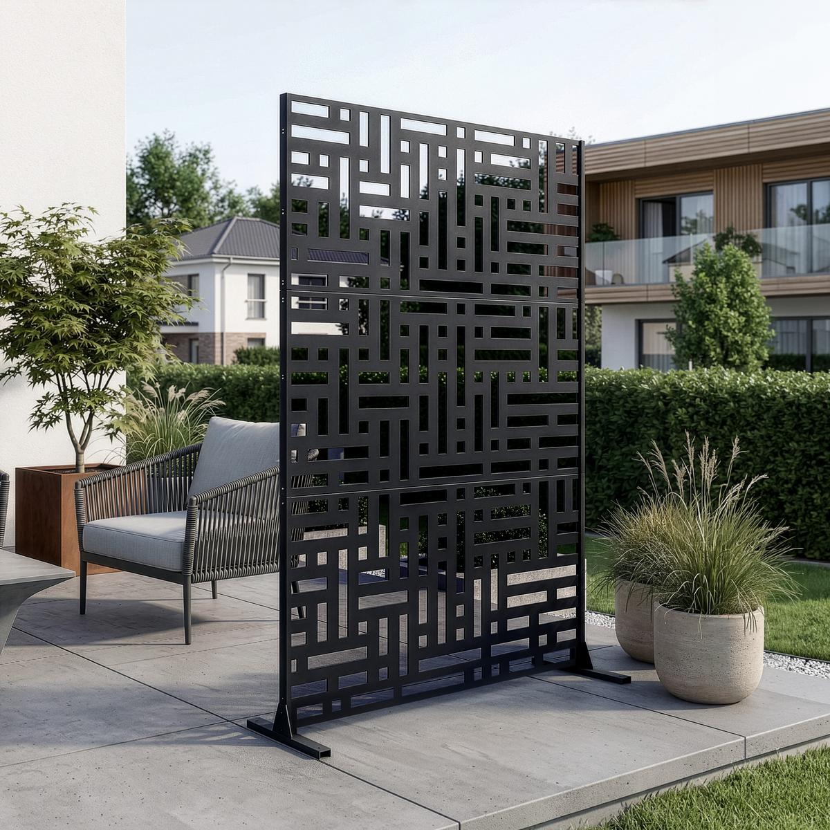TRENNWAND Bernalda - Schwarz, Metall (120/180cm) - casa.pro