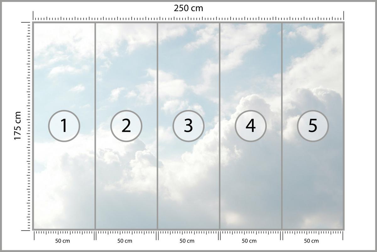 FOTOTAPETE für Schlafzimmer Dichte Weiße Wolken Himmel 250x175 - Blau/Weiß, Papier (250/175cm) - Muralo