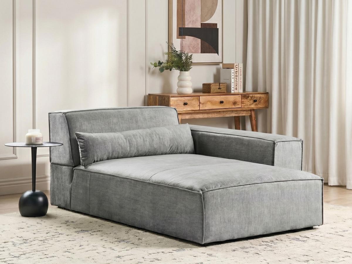 CHAISELONGUE-LINKSSEITIGE Stoff Grau Hellnar - Dunkelgrau/Grau, Textil (102/70/176cm) - Beliani
