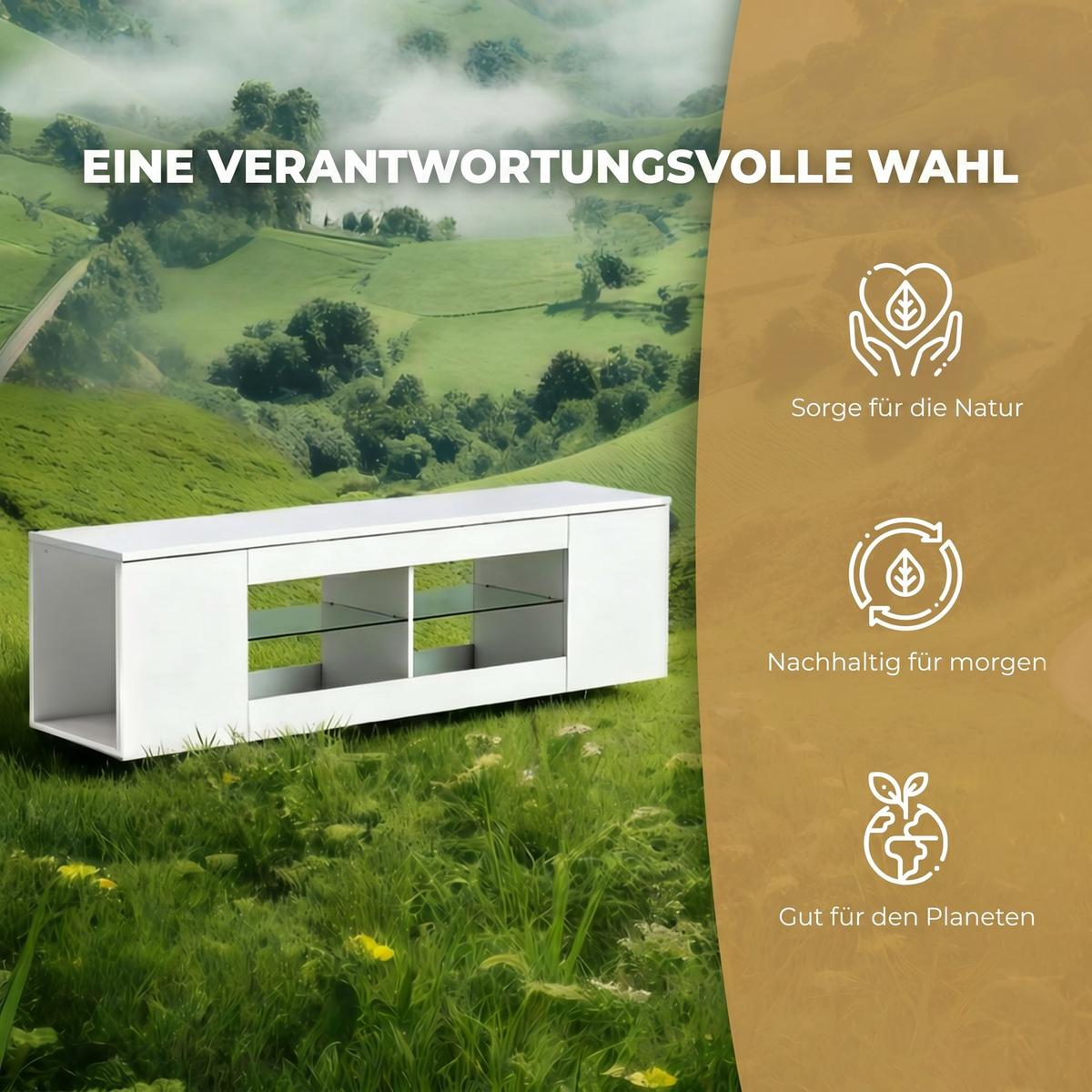 TV-SCHRANK Lowboard 140 cm Lang für Fernseher bis zu 65 Zoll Weiß - Weiß, Holzwerkstoff (35/42.5/140cm) - HOMCOM