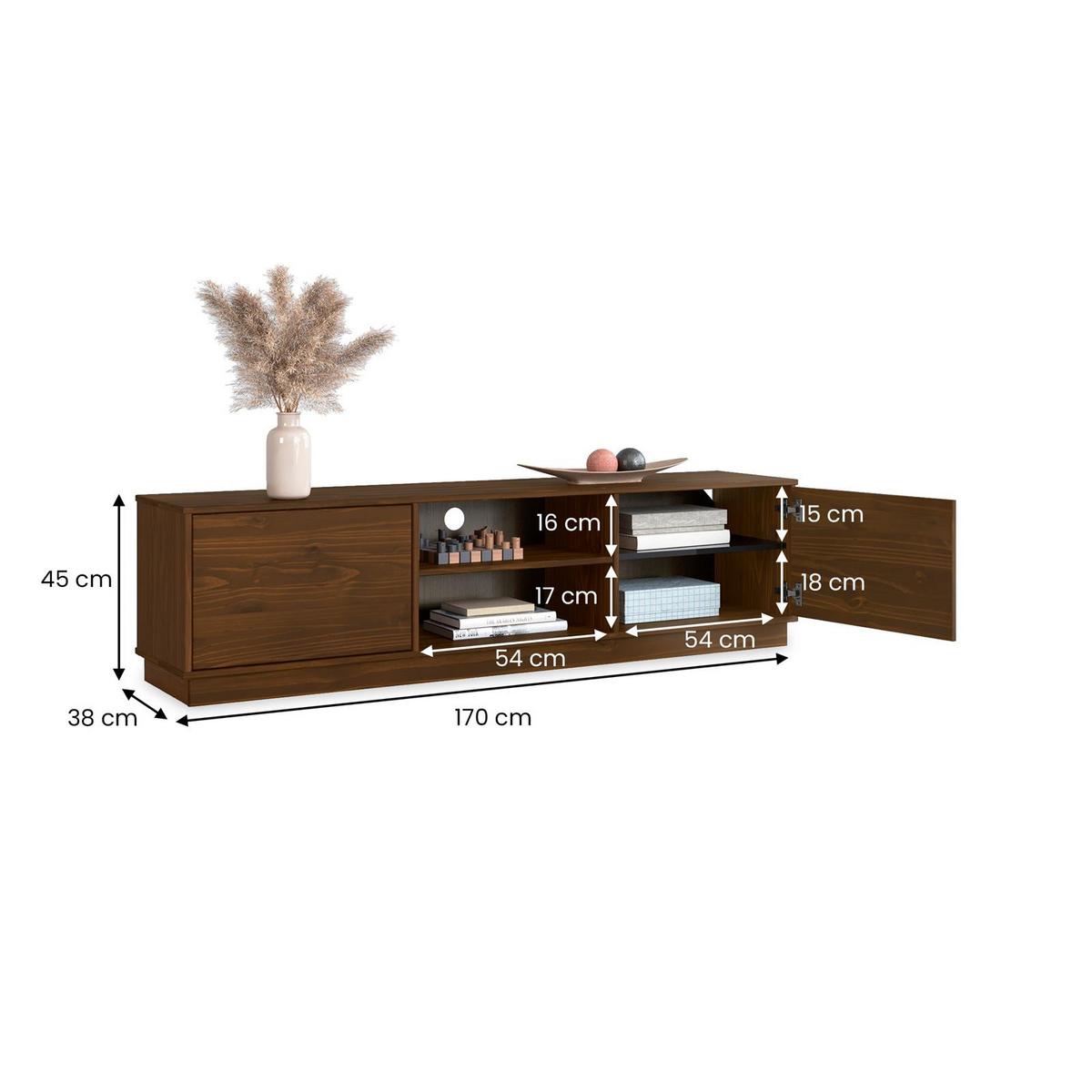 LOWBOARD MAITE nussbaum - Nussbaumfarben, Holz (170/45/38cm) - IDIMEX