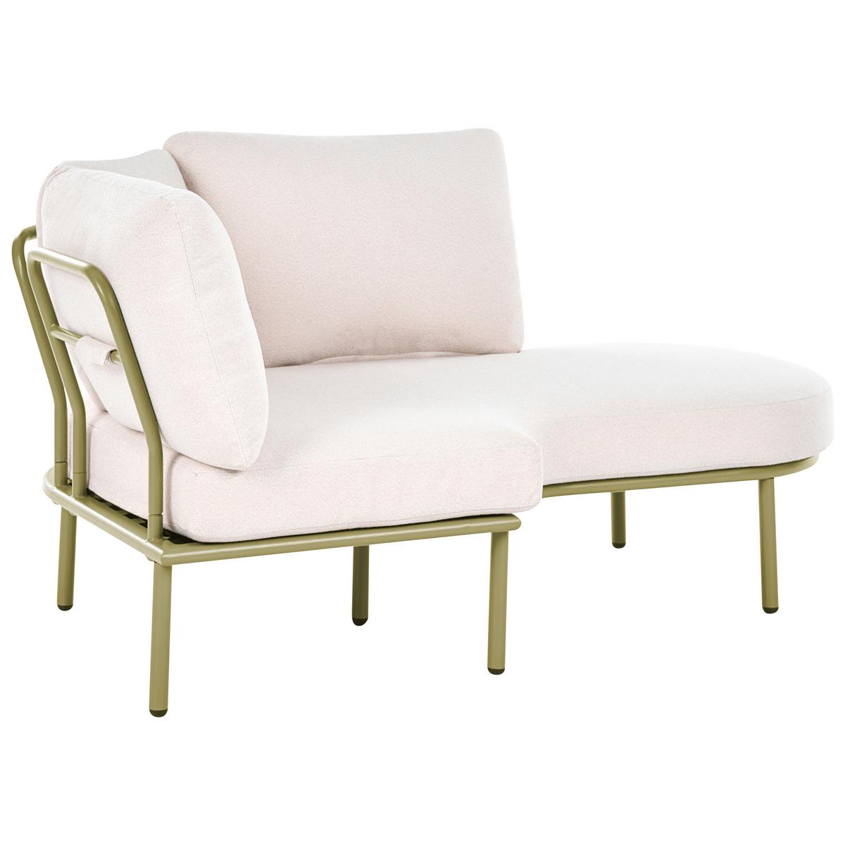 GARTENSOFA mit Tisch 4-Sitzer Metall Grün Pollina - Beige/Grün, Metall (238/77/162cm) - Beliani