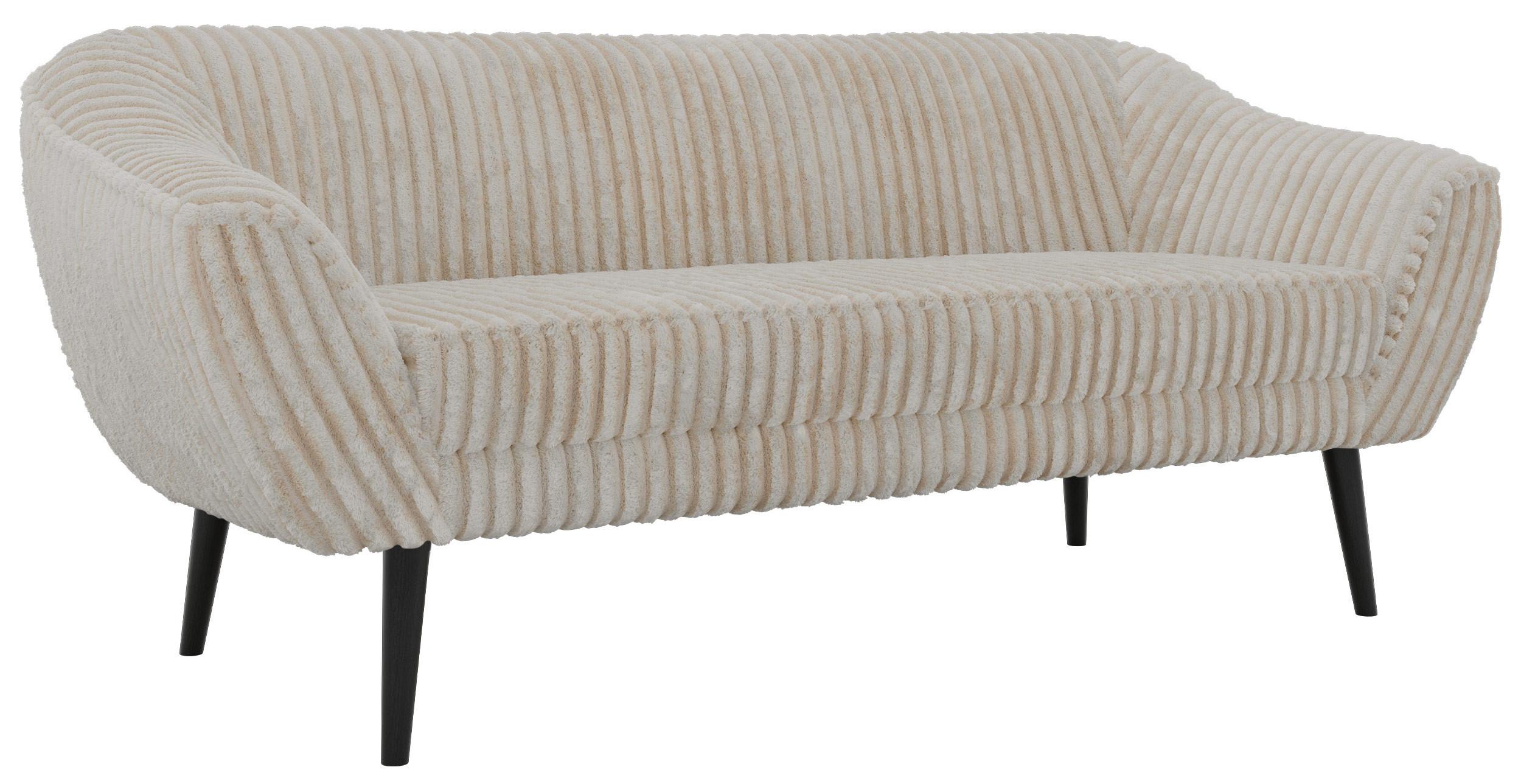 3-SITZER-SOFA PIRS - Beige Cord - Schwarze Beine - Beige/Creme, Holzwerkstoff/Textil (180/75/74cm) - MKS