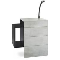 NACHTTISCH Queens Front in Beton Oxid Optik - Hellgrau, Holzwerkstoff (60/63/36cm) - Vladon