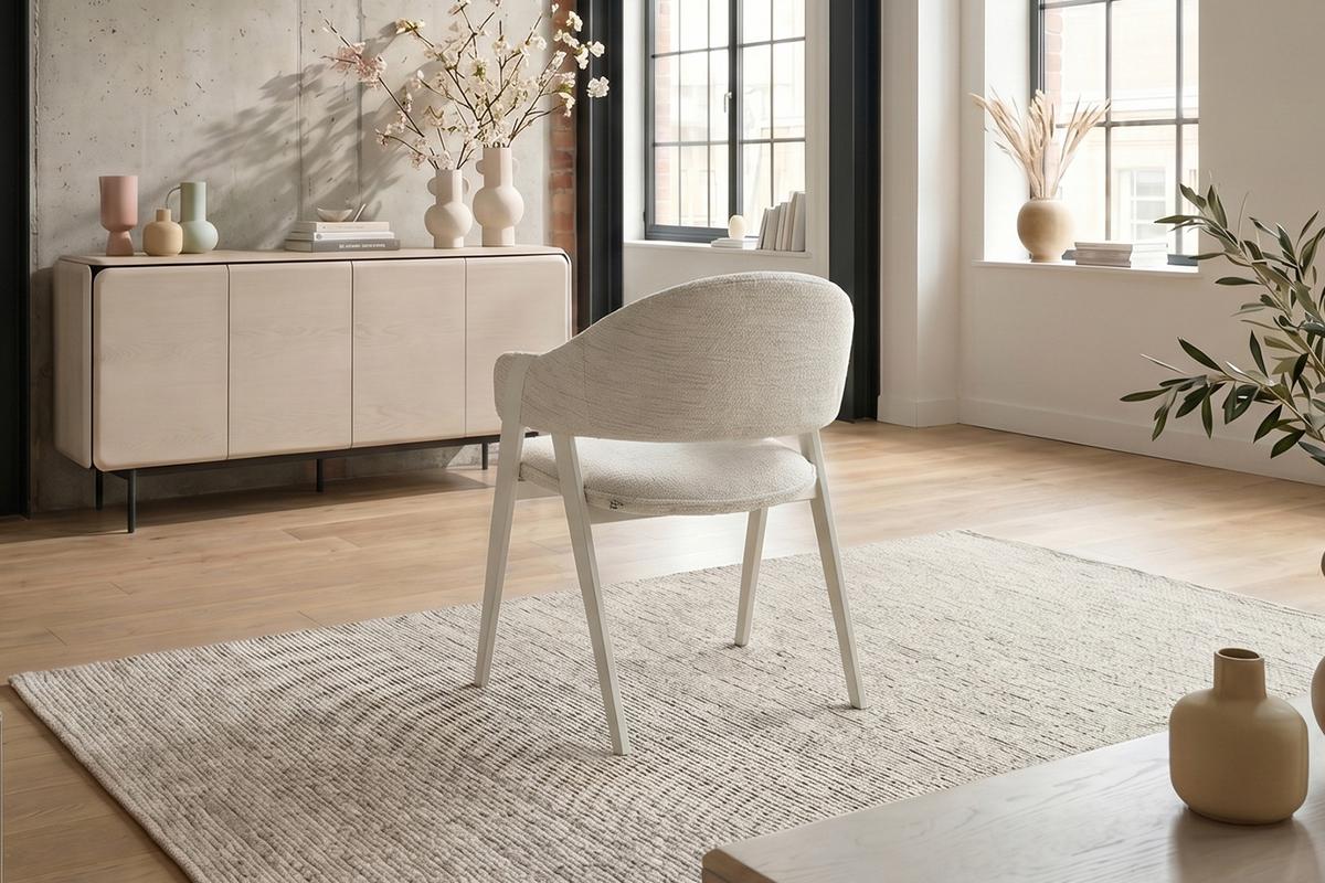 ESSZIMMERSTUHL ARELLA Cremeweiß Flachgewebe (1er-Set) - Creme, Glas/Kunststoff (63/83/63cm) - KAWOLA