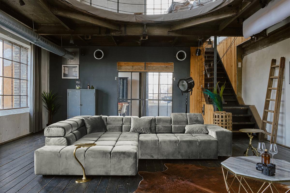 ECKSOFA MIT MOTORISCHEM SITZVORZUG NEVADA Silber Velvet Relaxfunktion - Silberfarben/Schwarz, Textil (319/215cm) - KAWOLA