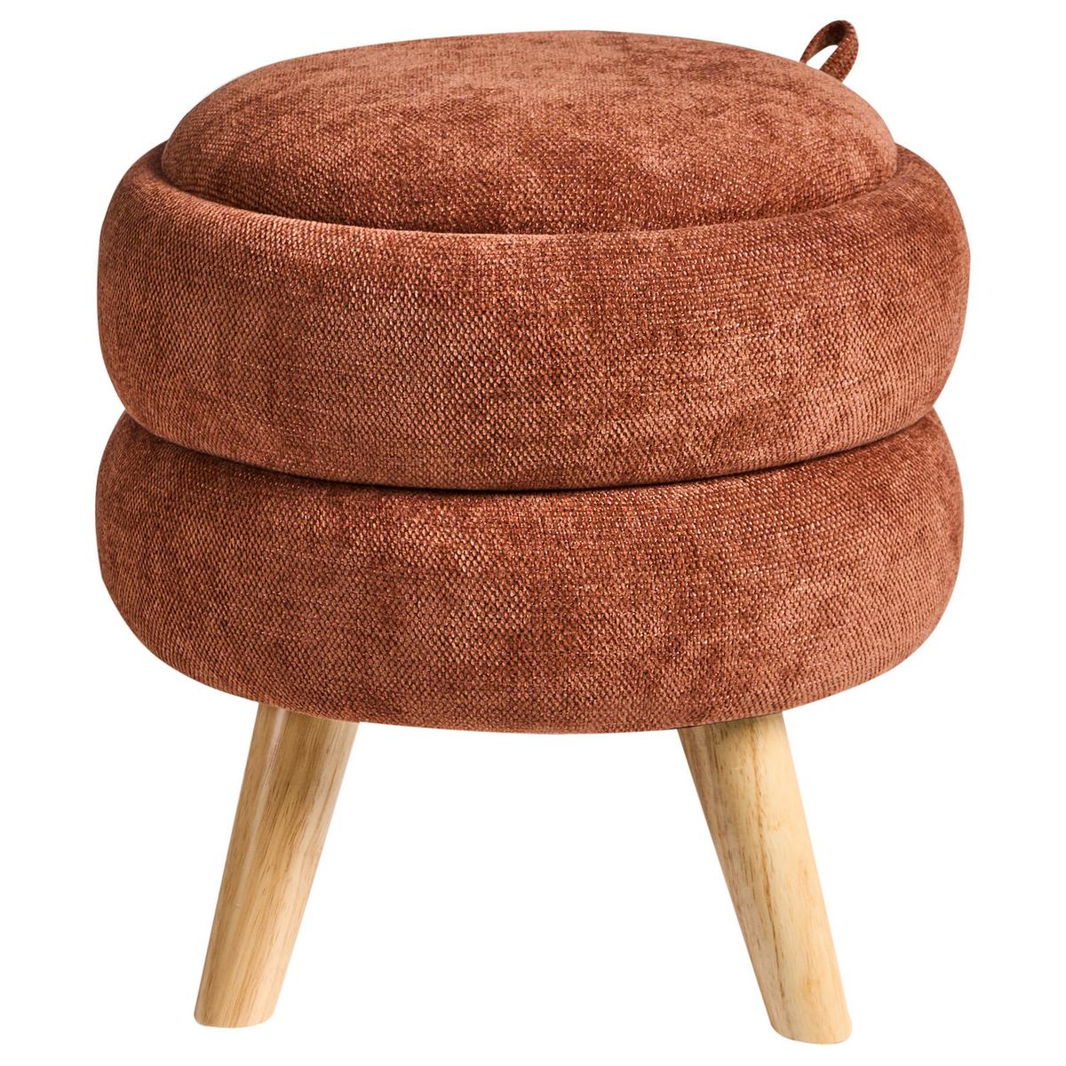 POUF mit Stauraum Chenillegewebe Goldbraun Hawley - Goldfarben, Textil (40/41/40cm) - Beliani