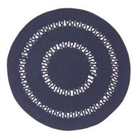 TEPPICH geflochten rund mit Häkel-Muster 90 cm - Dunkelblau, Textil (90/90cm) - Homescapes