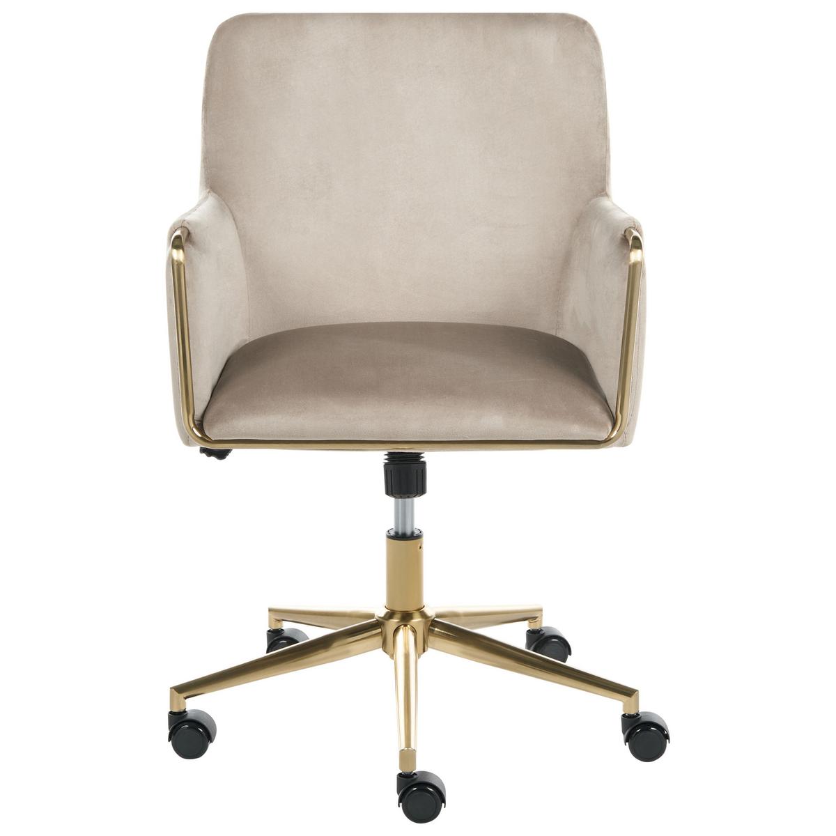 SCHREIBTISCHSTUHL Samtstoff Beige Altona - Beige/Goldfarben, Textil/Metall (59/84/59cm) - Beliani