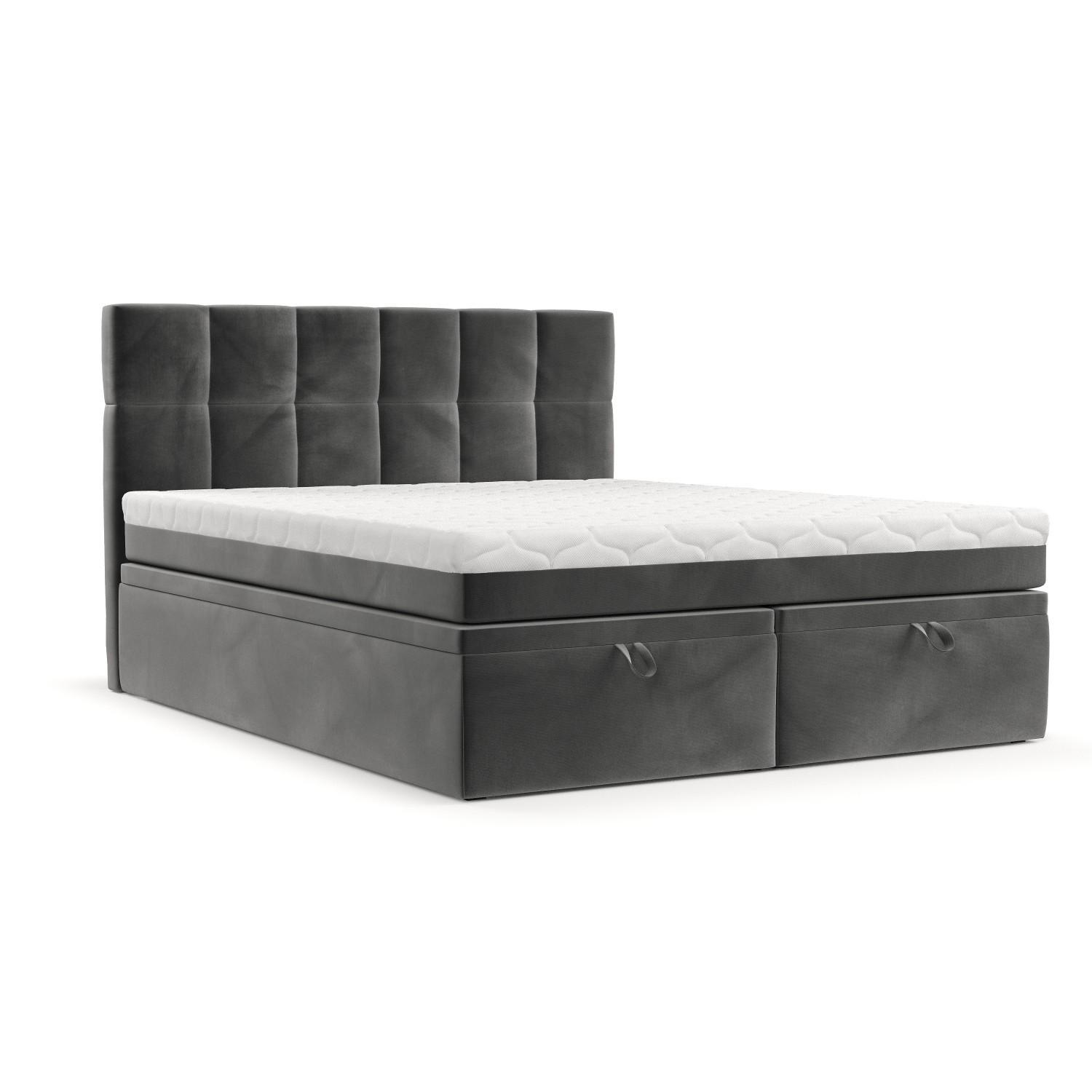 BOXBETT Elano 200/200 cm Grau im Kronos Stoff - Schwarz/Grau, Holz/Holzwerkstoff (200/200cm) - AltaBeds