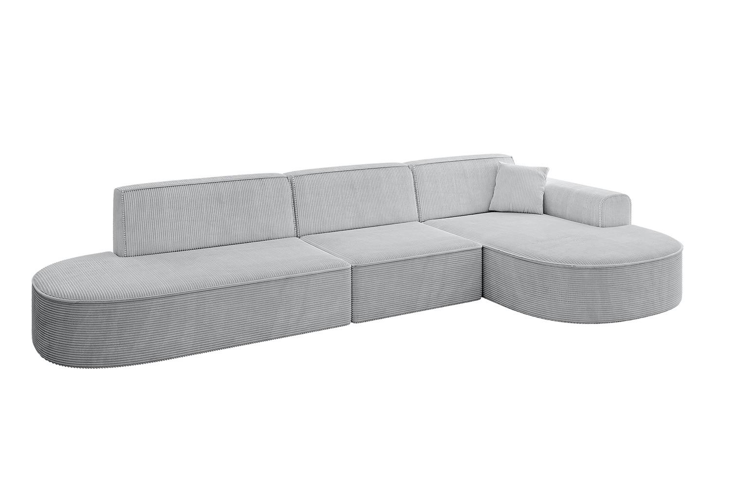 ECKSOFA Ottomane Rechts MARI-L2 - 328x171x79 cm Grau Cord - Schwarz/Grau, Holzwerkstoff/Kunststoff (171/328cm) - ALTDECOR