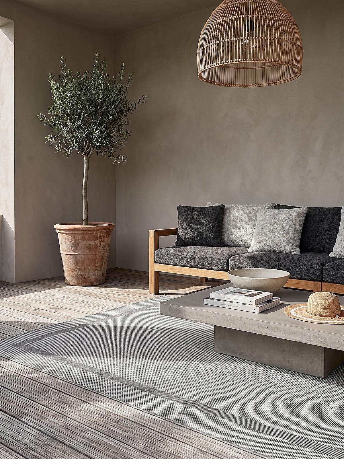 TEPPICHLÄUFER Bordüre BORNO Polypropylen Grau 80 x 150 cm - Grau, Textil (80/150cm) - KADIMA DESIGN