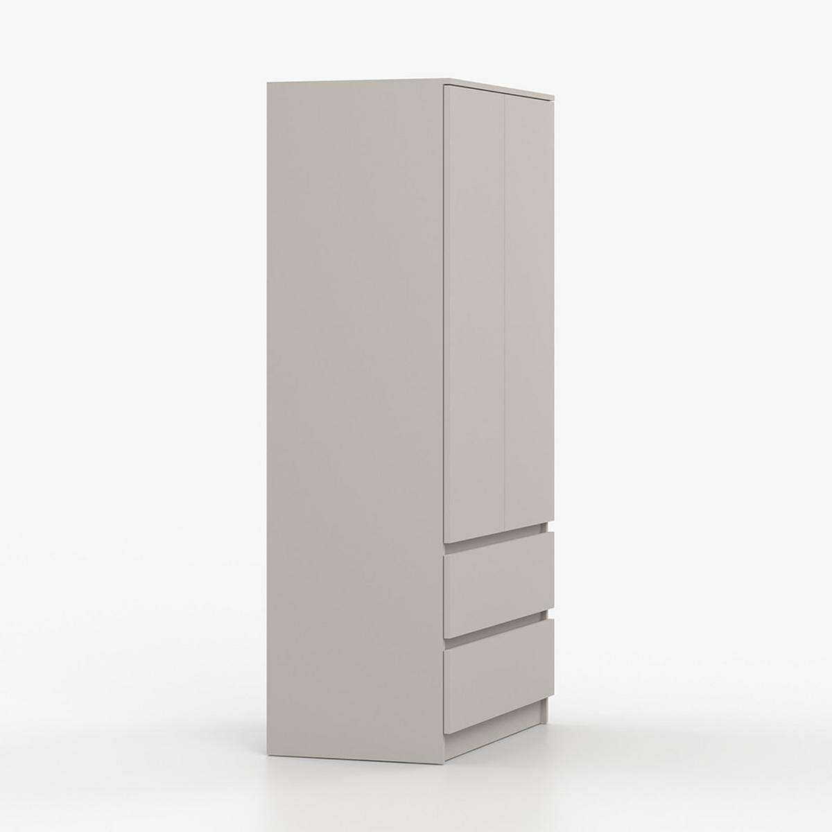 DREHTÜRENSCHRANK SOLO 2D2S II 90 cm Kaschmir/Kaschmir, 2-türig, zwei Schubladen, grifflos - Kaschmir, Holzwerkstoff (90/180/50cm) - imoebel24