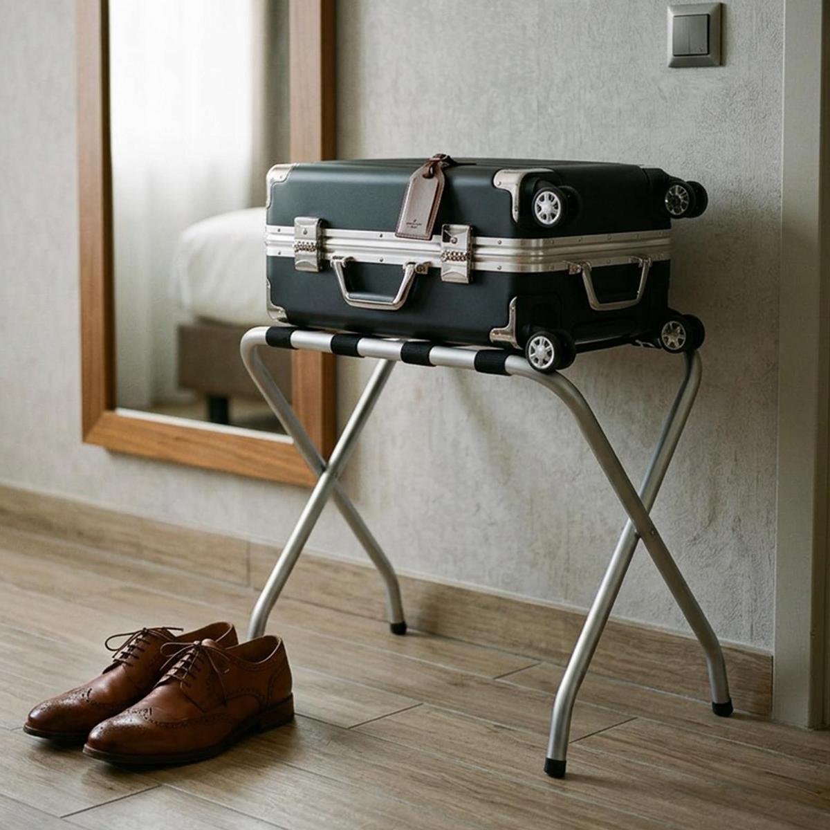KOFFERSTÄNDER LUGGAGE grau - Grau, Metall (67/54/40cm) - IDIMEX