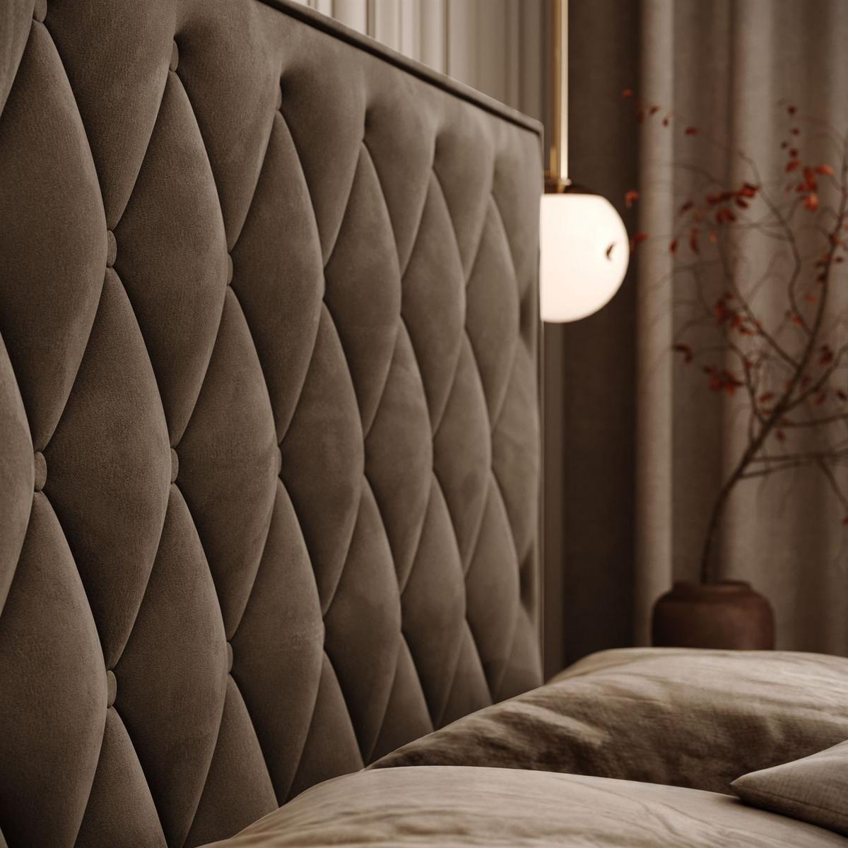 BOXSPRINGBETT INEZ II mit Bettkasten mit Topper 160x200 cm Royal Velvet 196 - Braun, Textil - Lookway