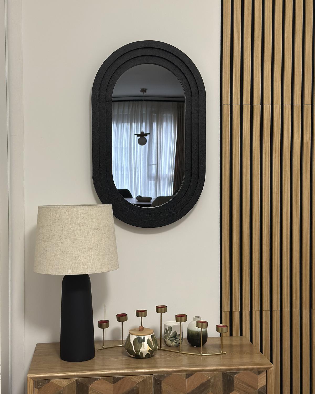 WANDSPIEGEL 43/69 cm Schwarz Massilly - Schwarz, Holzwerkstoff (43/69/4cm) - Beliani