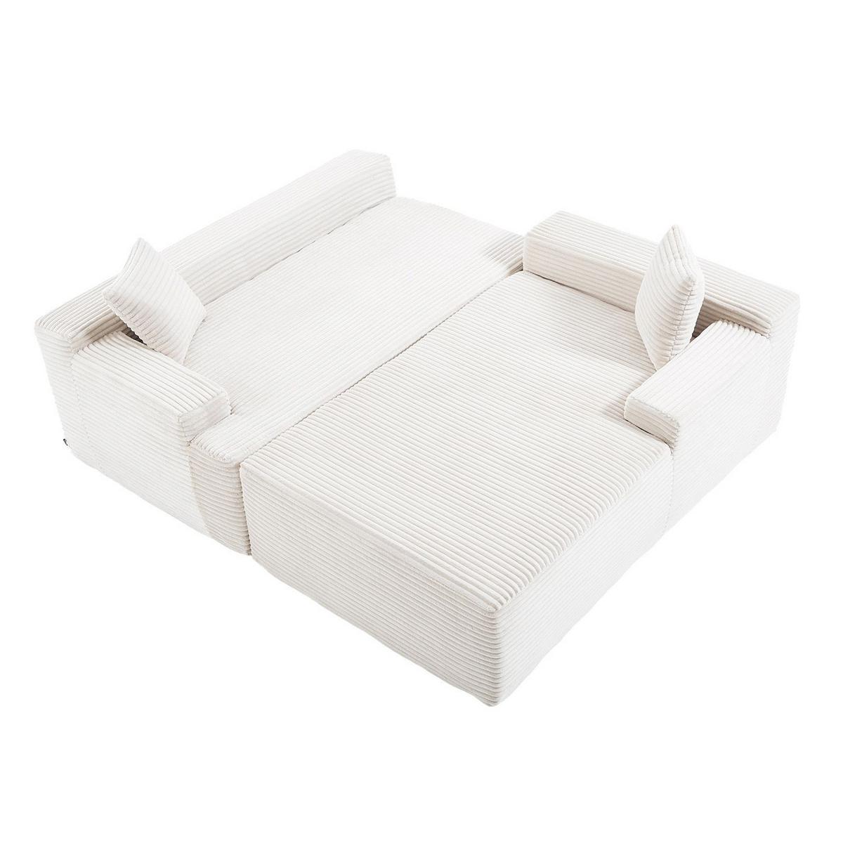 SOFA Coredo creme Cord - Creme, Textil (250/155cm) - Juskys