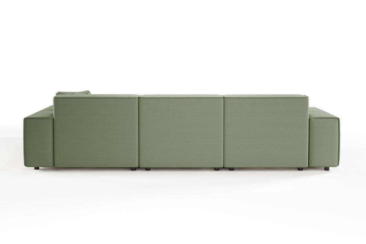 ECKSOFA RANI Grün Cord - Schwarz/Olivgrün, Kunststoff/Textil (299/189cm) - KAWOLA