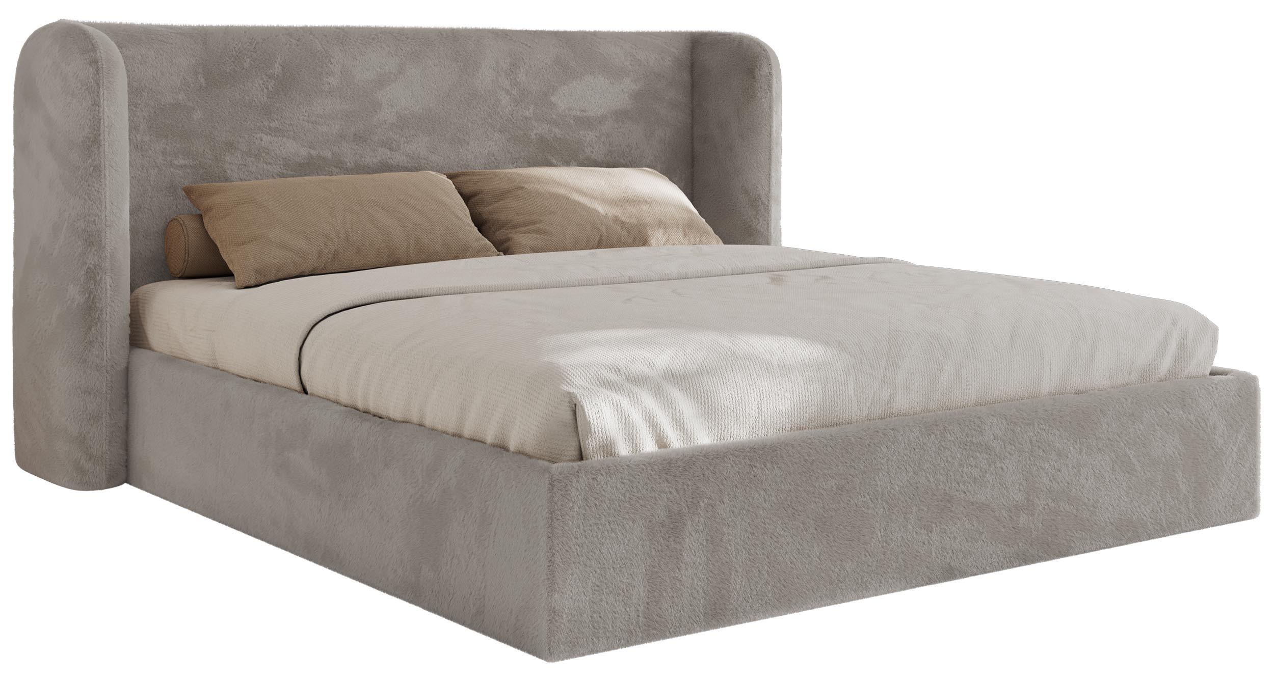 POLSTERBETT EMORA CLASSIC 140/200 - Hellgrau Plüsch - ohne Matratze - Hellgrau, Textil (140/200cm) - MKS